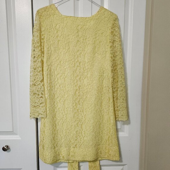 Vintage Yellow Homemade Lace Mod Mini Dress - Picture 1 of 12